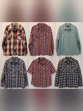 Lot of 6 Wyoming Traders Pearl Snap Shirts XXL Western Cowboy Bundle Mixed Style